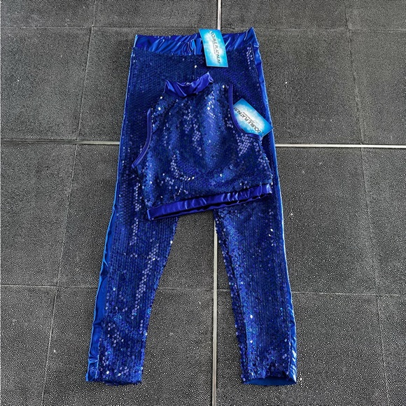 Double Platinum Girls Royal Blue Ankle Length Sequin Leggings. Size I (6/7) NWT - Picture 2 of 12